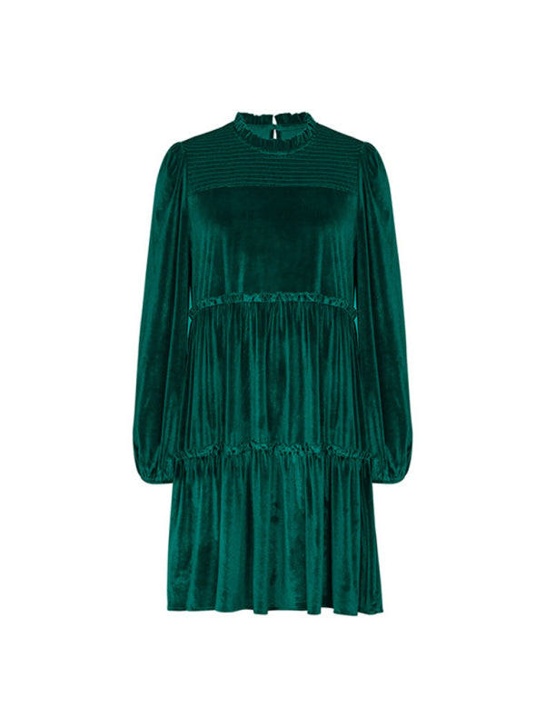 Zoe's Green Velvet Long Sleeve Mini Dress BLUE ZONE PLANET