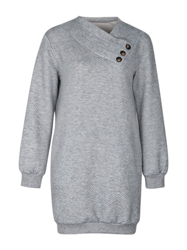 Blue Zone Planet |  long-sleeved solid color sweatshirt dress BLUE ZONE PLANET