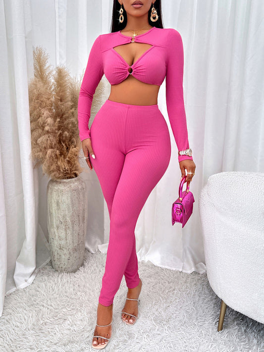 V-neck long-sleeve slim fit two-piece suit kakaclo