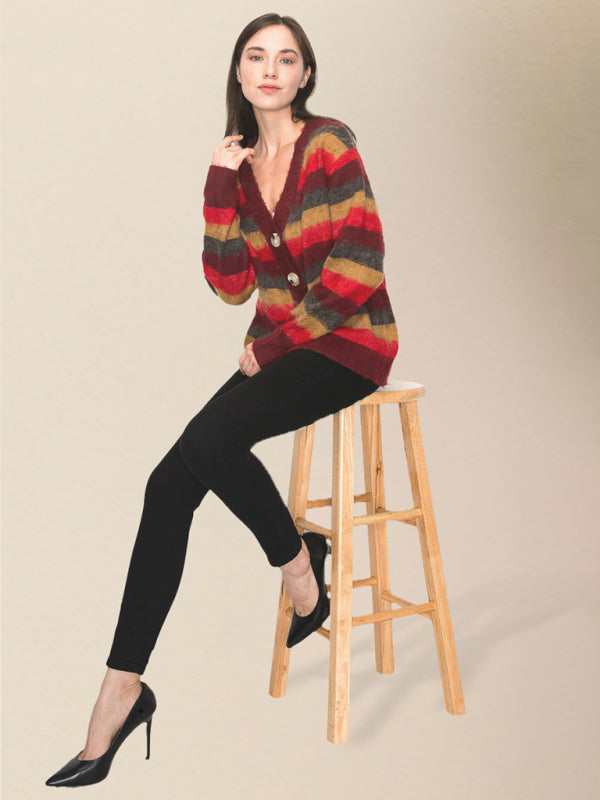 Blue Zone Planet |  striped knitted sweater cardiganRP0023556 BLUE ZONE PLANET