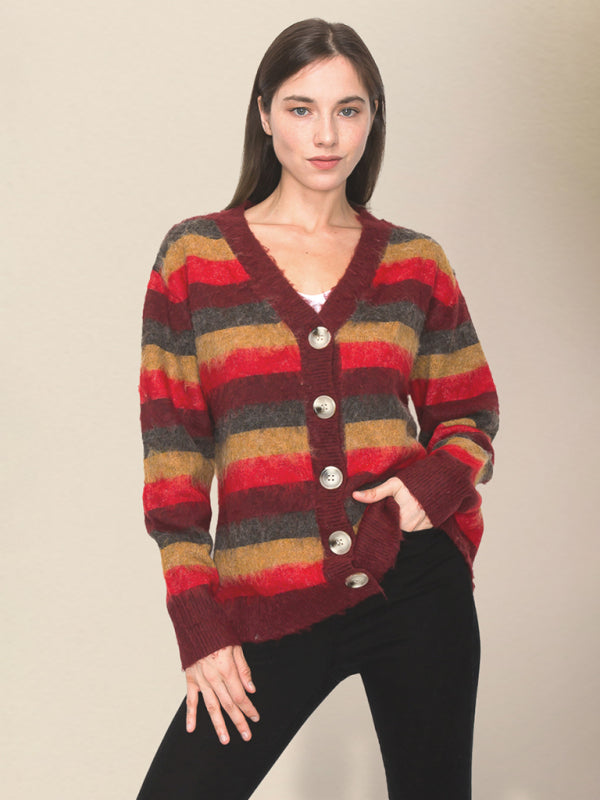Blue Zone Planet |  striped knitted sweater cardiganRP0023556 BLUE ZONE PLANET