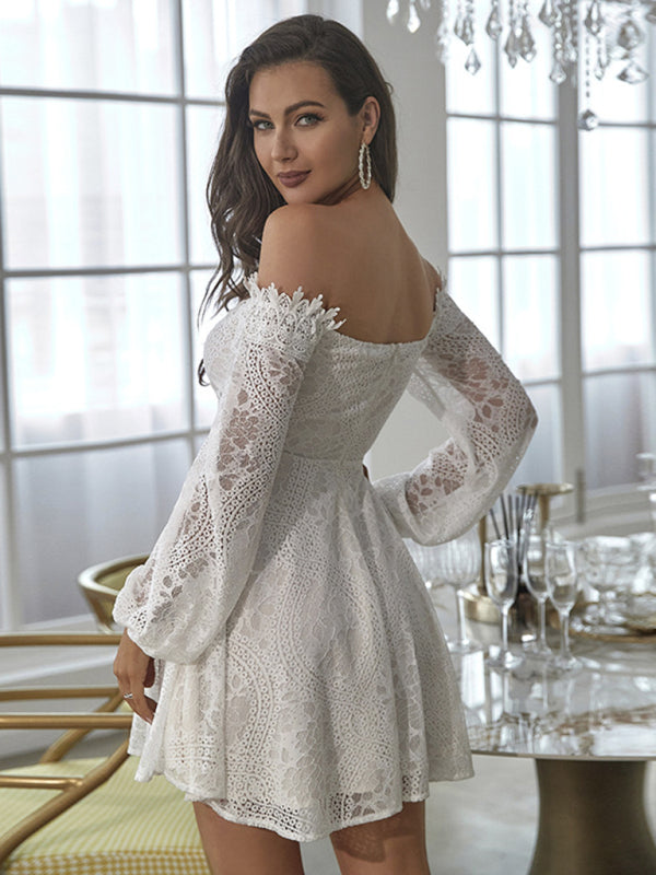Women's elegant and sweet lace one-shoulder skirt kakaclo