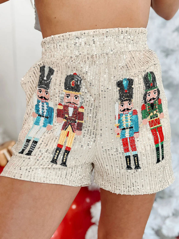 Ava's Casual High-Stretch Sequin Hot Pants-BOTTOMS SIZES SMALL MEDIUM LARGE-[Adult]-[Female]-2022 Online Blue Zone Planet
