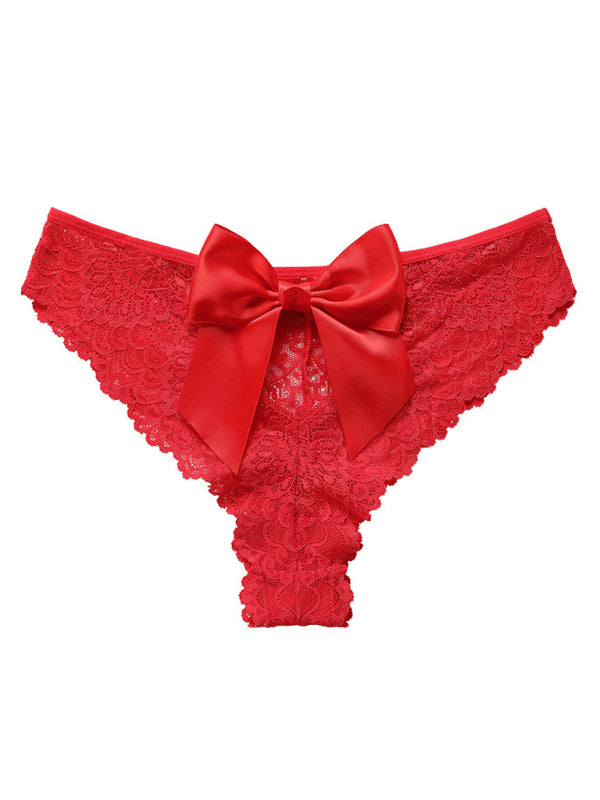 Christmas outfit bow breathable lace low waist panties BLUE ZONE PLANET