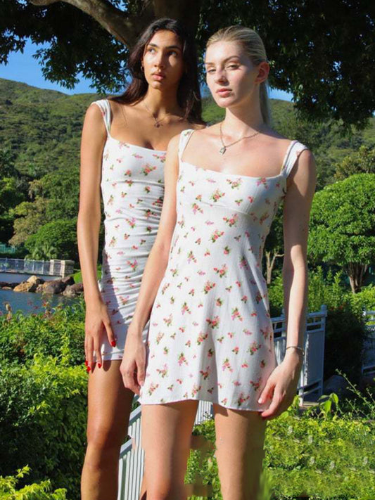 Women's Cute Skinny Knitted Floral Print Dress kakaclo