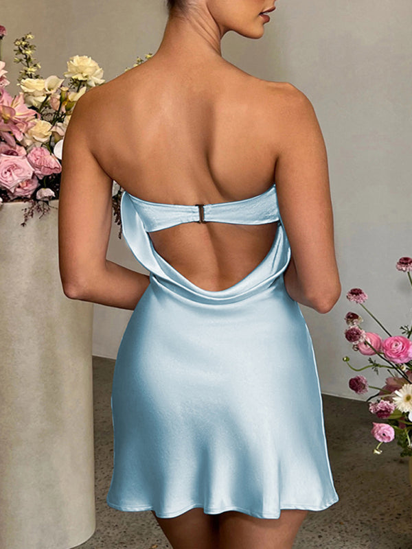 Backless hollow strapless butt-covering dress kakaclo