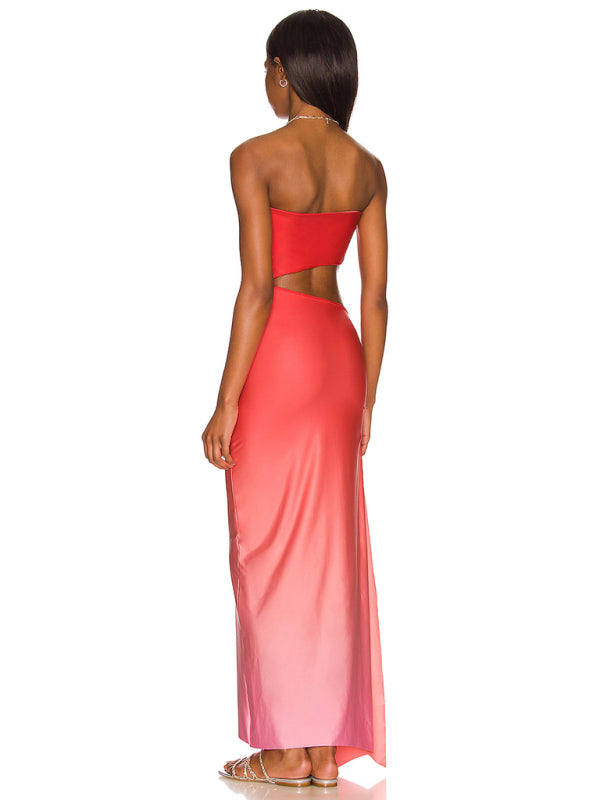 Blue Zone Planet |  Backless hollow strapless long dress with hip covering BLUE ZONE PLANET