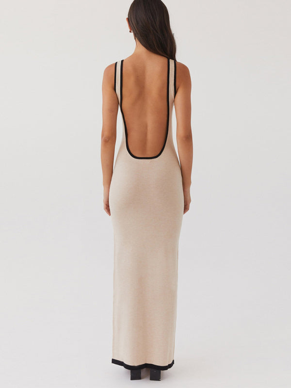 Backless hollow strapless long dress with hip covering kakaclo