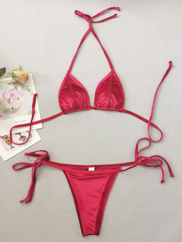 Blue Zone Planet |  gold velvet and elegant strappy bikini BLUE ZONE PLANET