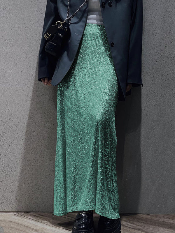 long sleeve top long skirt sequin suit kakaclo