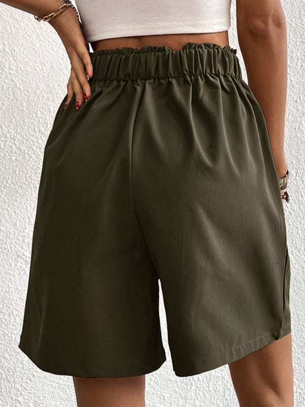 Women's high-waisted loose 2-button shorts kakaclo