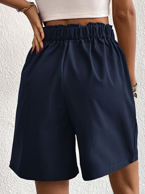 Women's high-waisted loose 2-button shorts kakaclo