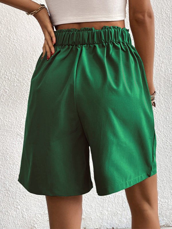 Women's high-waisted loose 2-button shorts kakaclo