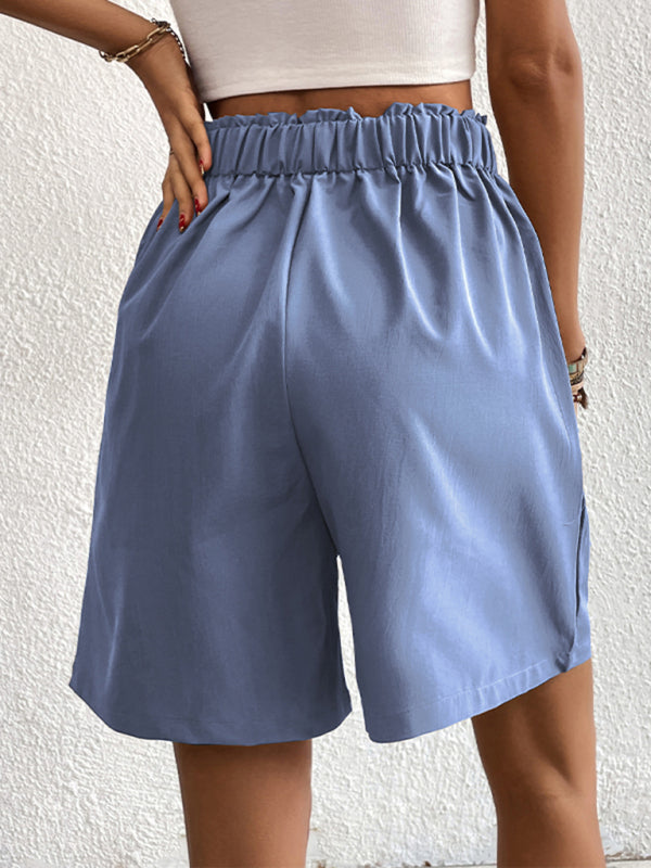 Women's high-waisted loose 2-button shorts kakaclo