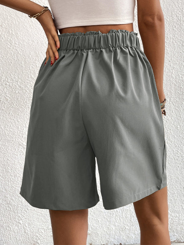 Women's high-waisted loose 2-button shorts kakaclo