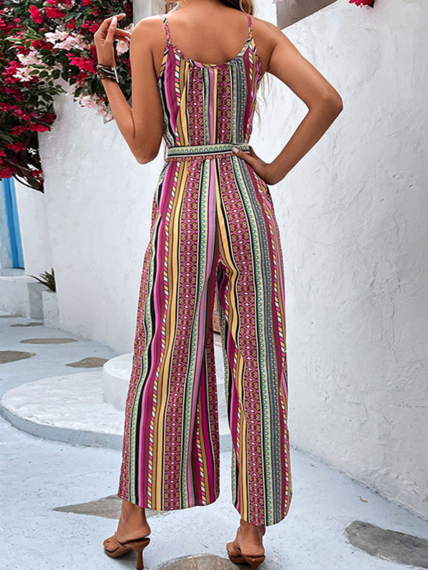elegant holiday bohemian spaghetti strap jumpsuit BLUE ZONE PLANET