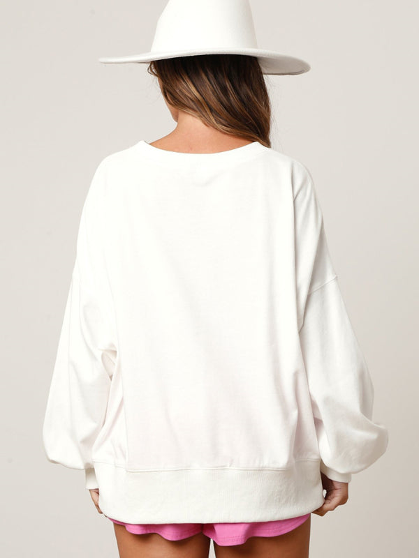 Women's sequined boots color-blocked long-sleeved sweatshirt kakaclo
