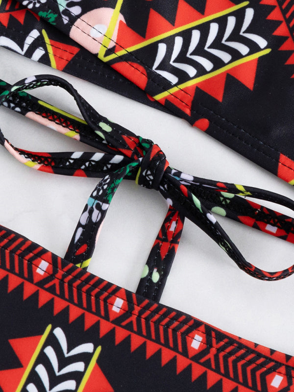 Feminine Aztec printed stretch elastic two piece bikini-TOPS / DRESSES-[Adult]-[Female]-2022 Online Blue Zone Planet