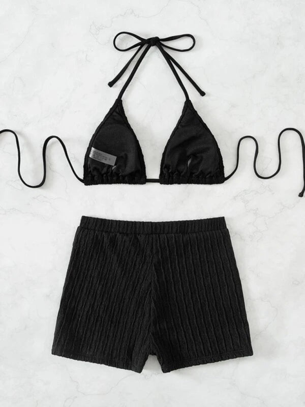 Blue Zone Planet |  lace-up textured two-piece bikini BLUE ZONE PLANET