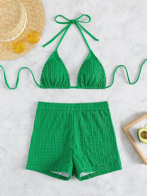 Blue Zone Planet |  lace-up textured two-piece bikini BLUE ZONE PLANET