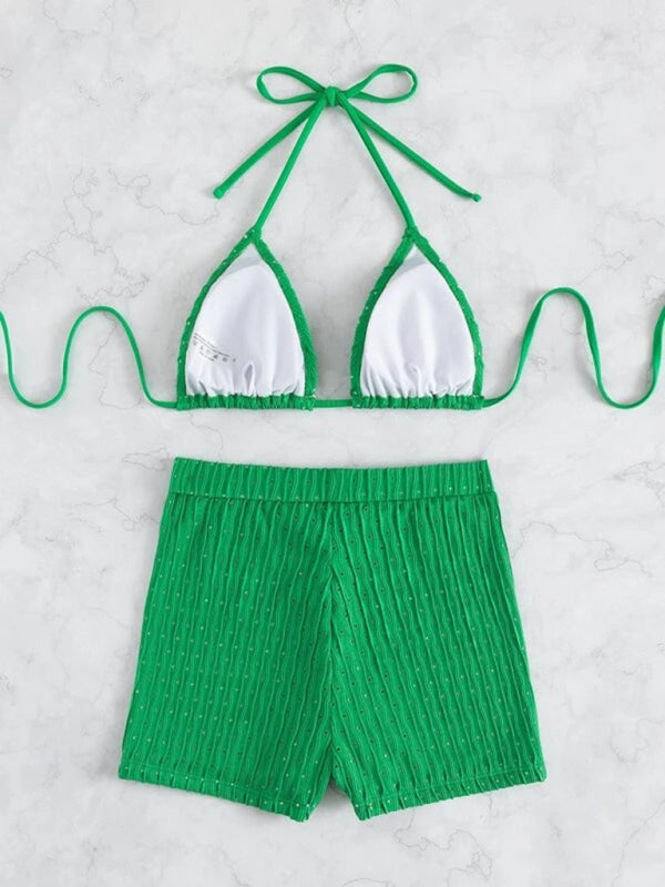 Blue Zone Planet |  lace-up textured two-piece bikini BLUE ZONE PLANET