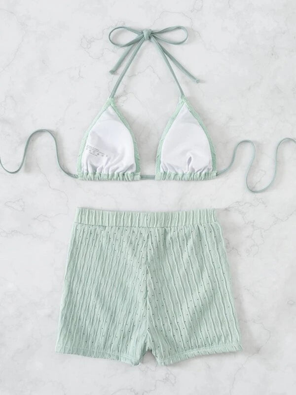 Blue Zone Planet |  lace-up textured two-piece bikini BLUE ZONE PLANET