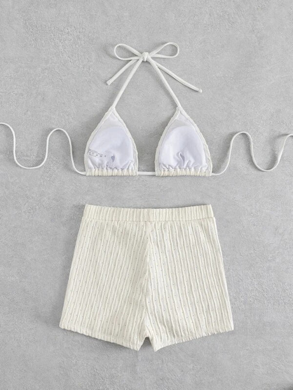 Blue Zone Planet |  lace-up textured two-piece bikini BLUE ZONE PLANET