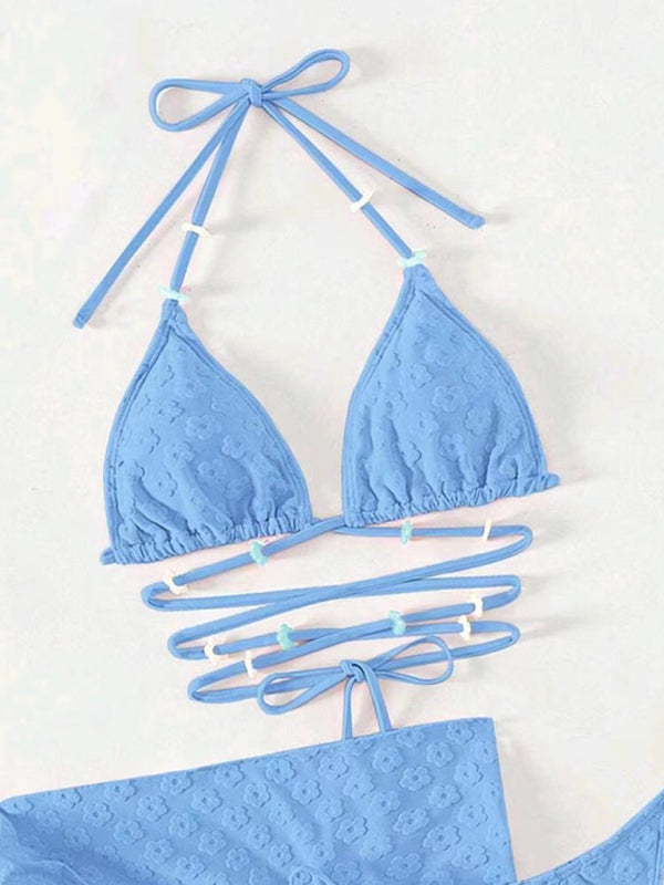 Feminine and cute three-piece bikini with floral lace pattern-TOPS / DRESSES-[Adult]-[Female]-2022 Online Blue Zone Planet