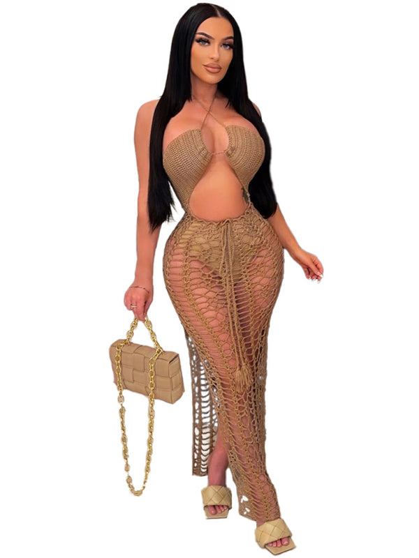 Long fringed stretch side slit suspender beach skirt-BOTTOMS SIZES SMALL MEDIUM LARGE-[Adult]-[Female]-2022 Online Blue Zone Planet