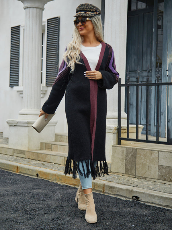Long tassel sweater knitted cardigan jacket-TOPS / DRESSES-[Adult]-[Female]-2022 Online Blue Zone Planet