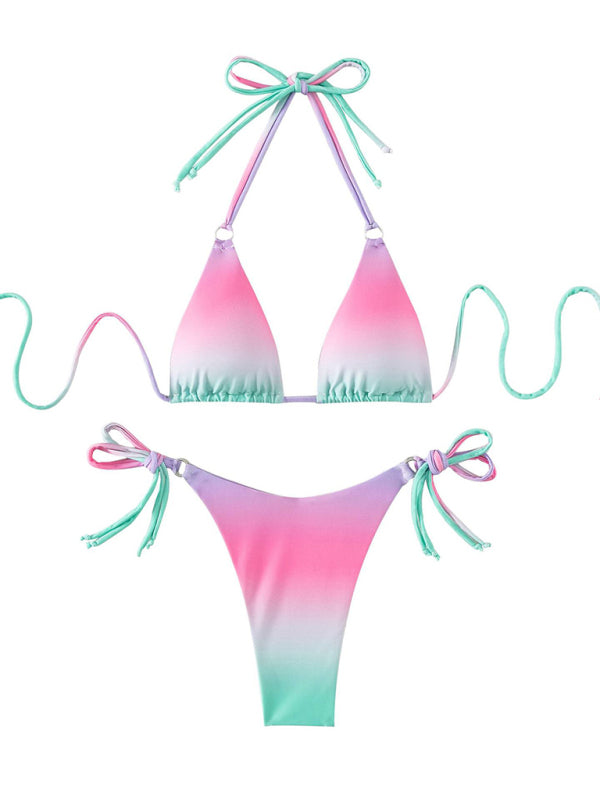 Blue Zone Planet | Gradient halter neck strapless mini bikini-TOPS / DRESSES-[Adult]-[Female]-2022 Online Blue Zone Planet