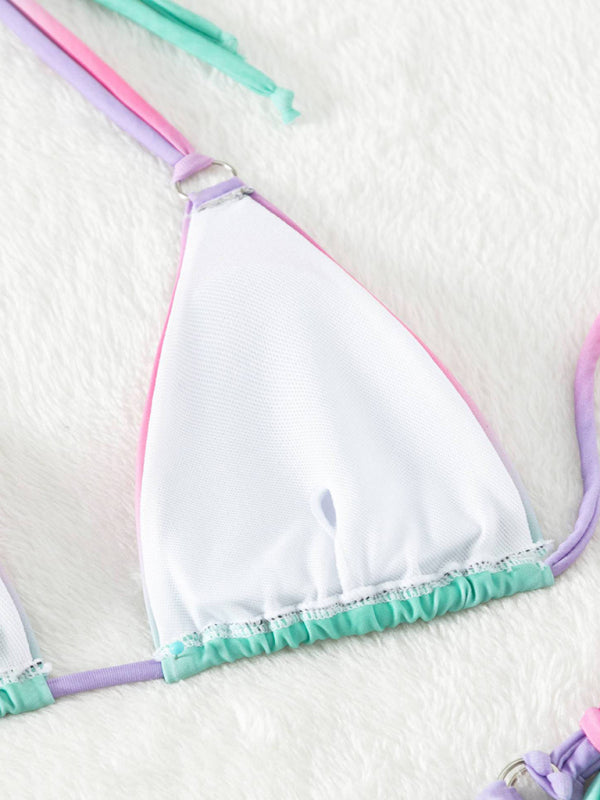 Blue Zone Planet | Gradient halter neck strapless mini bikini-TOPS / DRESSES-[Adult]-[Female]-2022 Online Blue Zone Planet