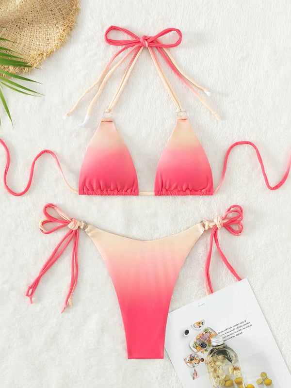 Blue Zone Planet | Gradient halter neck strapless mini bikini-TOPS / DRESSES-[Adult]-[Female]-2022 Online Blue Zone Planet