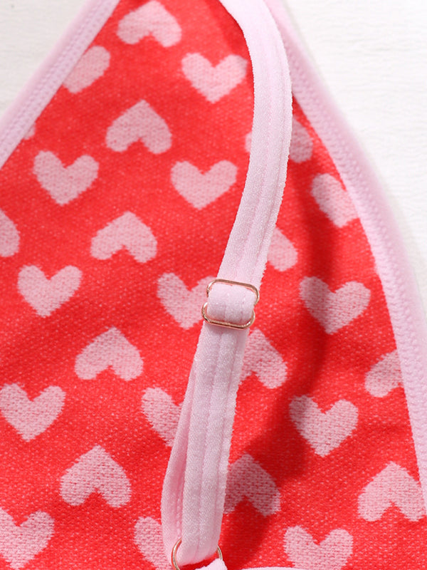 Women's New Valentine's Day Red Love Underwear Wireless Bra and Boxer Briefs Set kakaclo