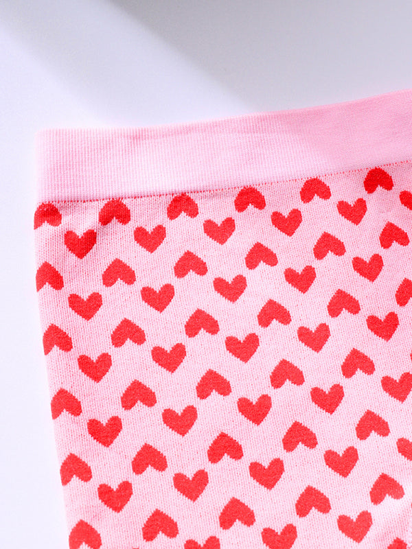 Women's New Valentine's Day Red Love Underwear Wireless Bra and Boxer Briefs Set kakaclo