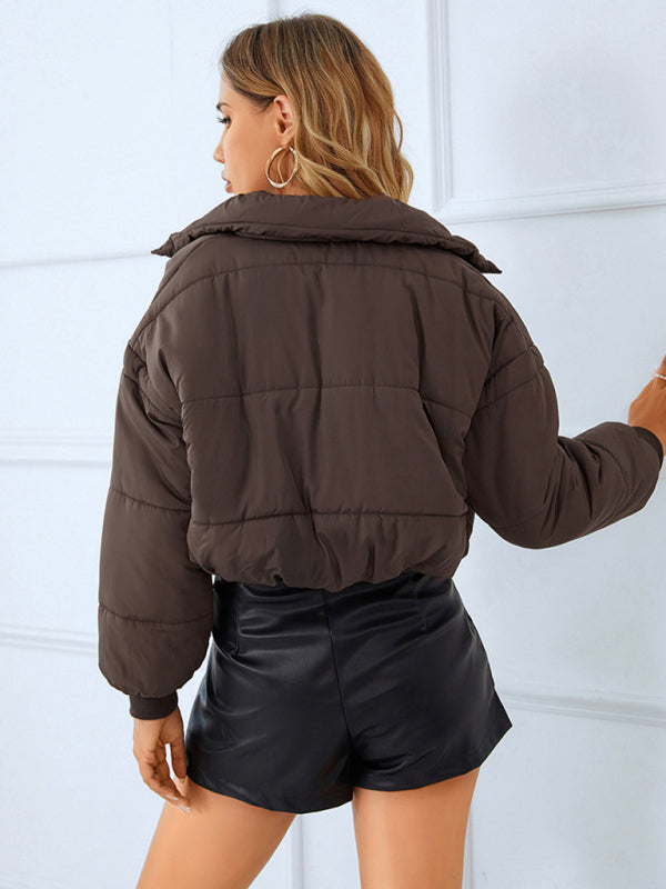 warm stand collar zipper quilted jacket kakaclo