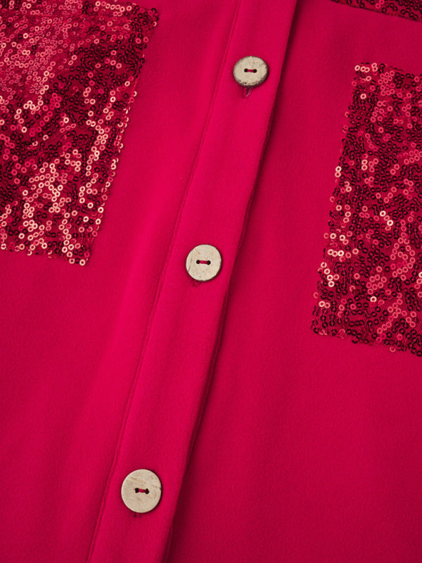 Plush velvet stitching sequined jacket kakaclo