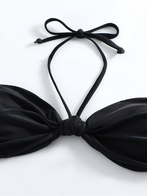 Knot halterneck string bikini kakaclo