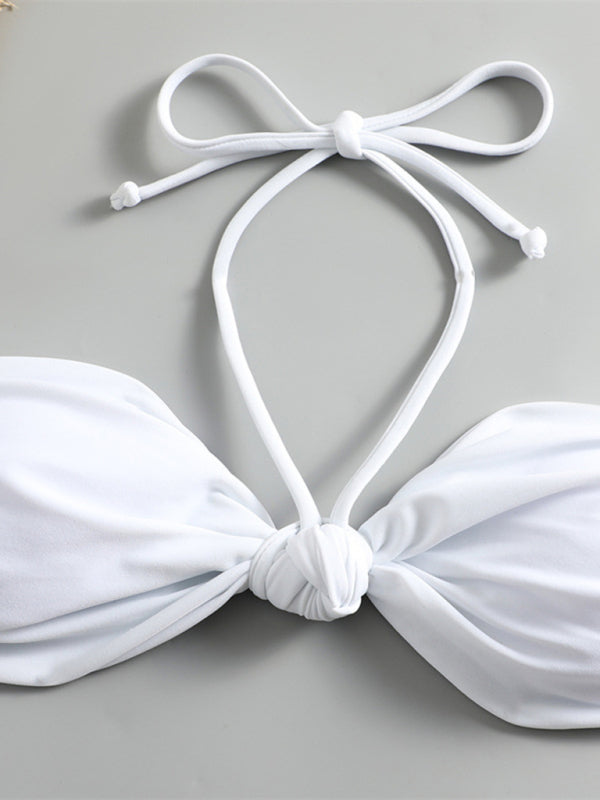 Knot halterneck string bikini kakaclo