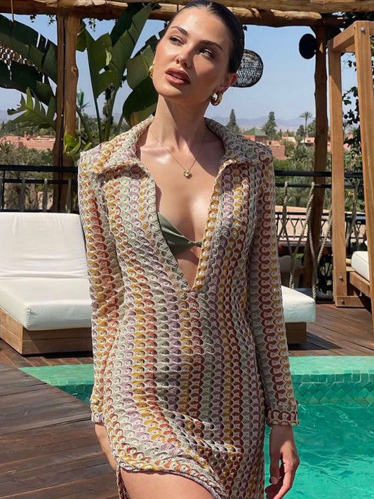 hollow low-cut V-neck slit long dress kakaclo