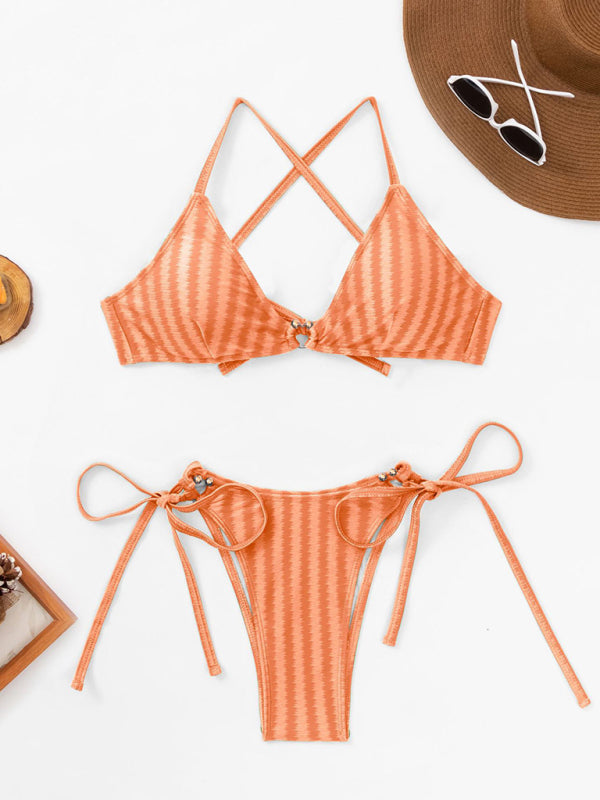 Women's Fashion Jacquard Lace Up Swimsuit kakaclo