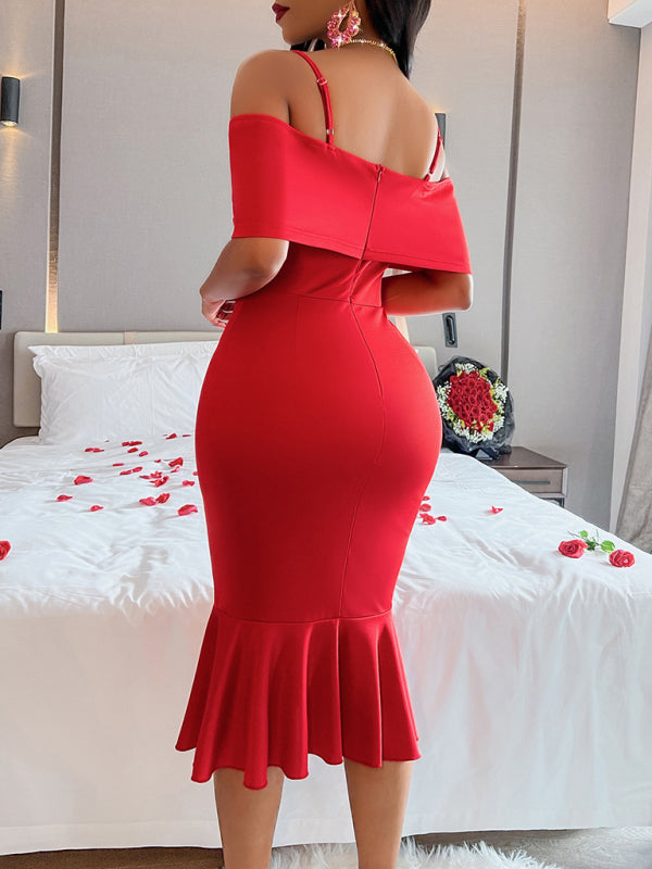 Women's sexy waist-hugging hip suspender dress kakaclo