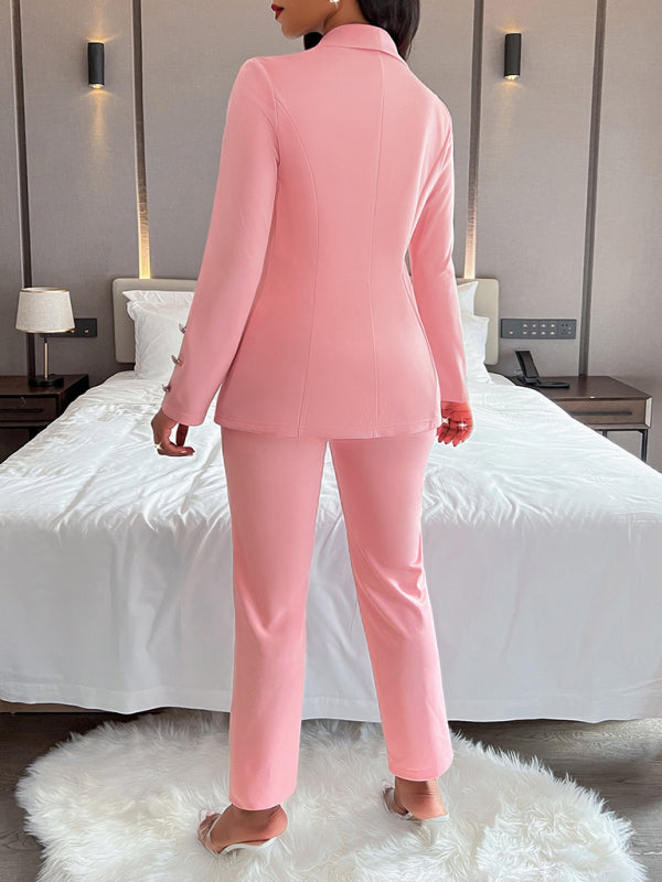 solid color suit collar double breasted suit BLUE ZONE PLANET