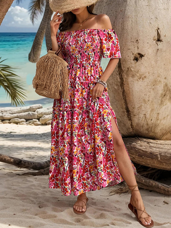 resort style one-shoulder printed dress BLUE ZONE PLANET