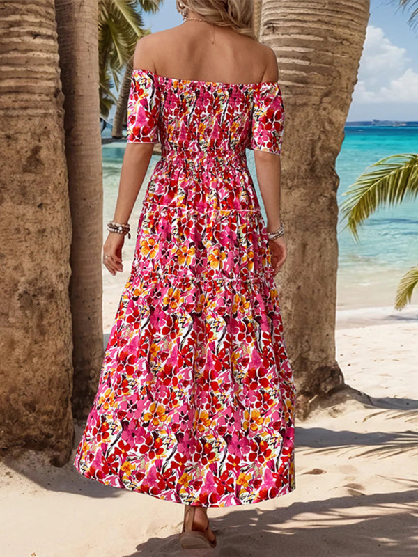 resort style one-shoulder printed dress BLUE ZONE PLANET