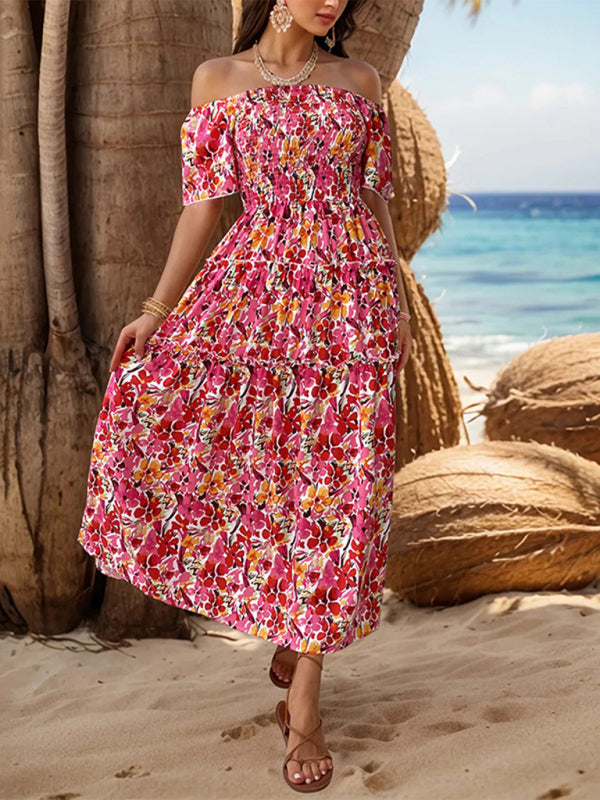 resort style one-shoulder printed dress BLUE ZONE PLANET
