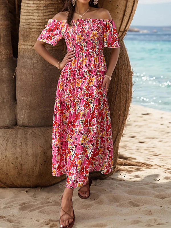 resort style one-shoulder printed dress BLUE ZONE PLANET