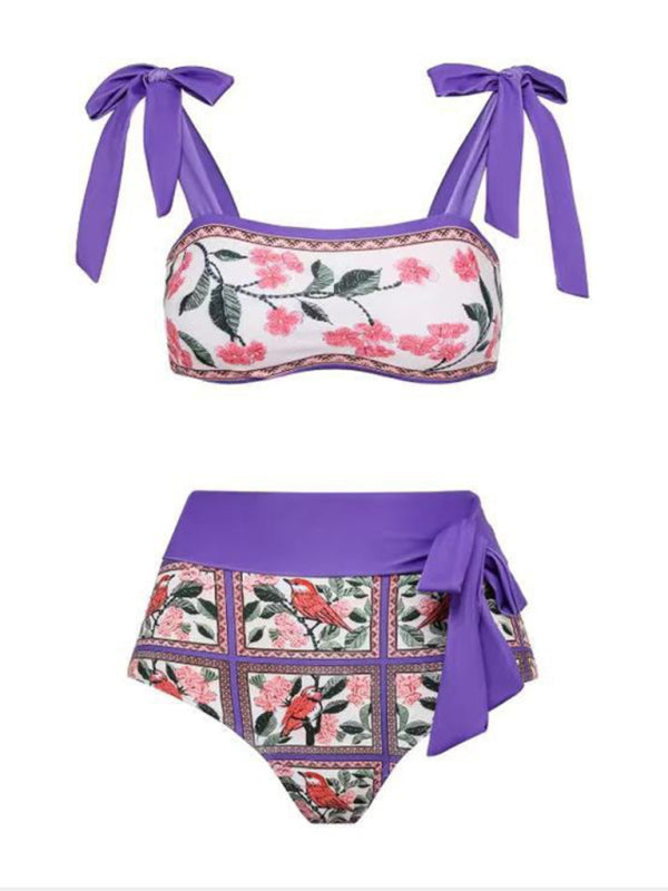 Blue Zone Planet | hip-hugging colorblock printed beach sun protection three-piece swimsuit BLUE ZONE PLANET