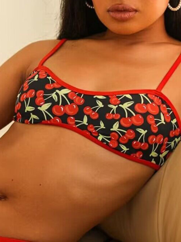 Blue Zone Planet | Cherry Print Bandeau Bikini BLUE ZONE PLANET
