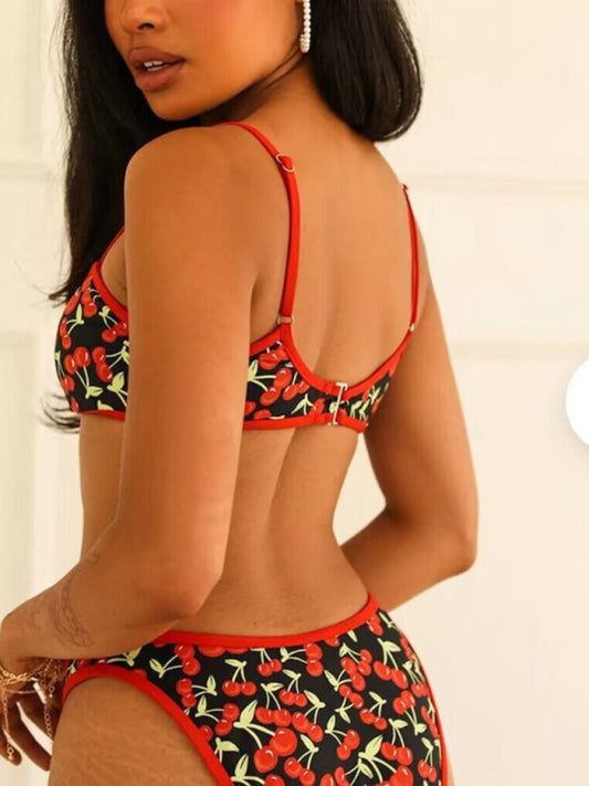 Blue Zone Planet | Cherry Print Bandeau Bikini BLUE ZONE PLANET